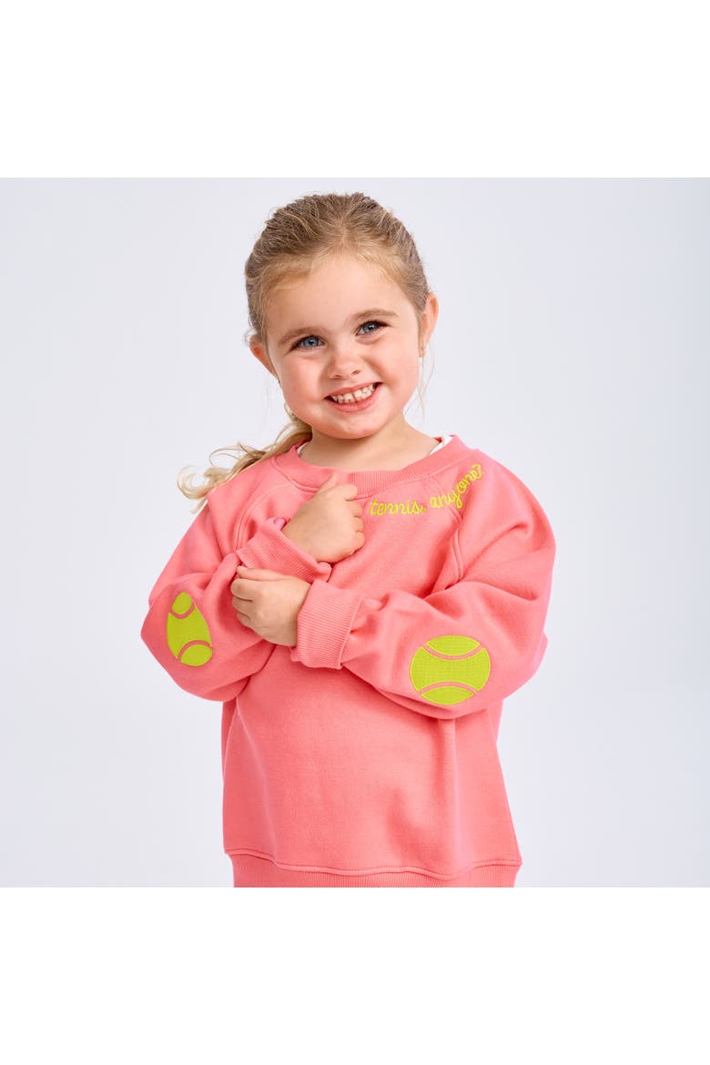 Kids On The Court Sweatshirt, Alternate, color, Coral Tennis Patches