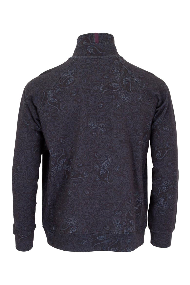 Craig Brushed Interlock Quarter Zip Pullover, Alternate, color, Montgat Paisley Black