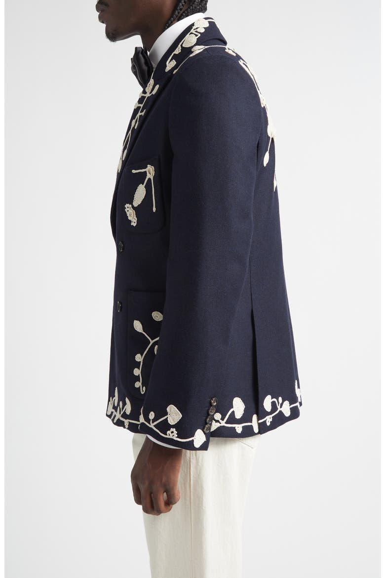 Snowdrop Appliqué Wool Blend Sport Coat, Alternate, color, NAVY