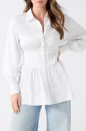 GUESS Lori Corset Stretch Cotton Button-Up Shirt
