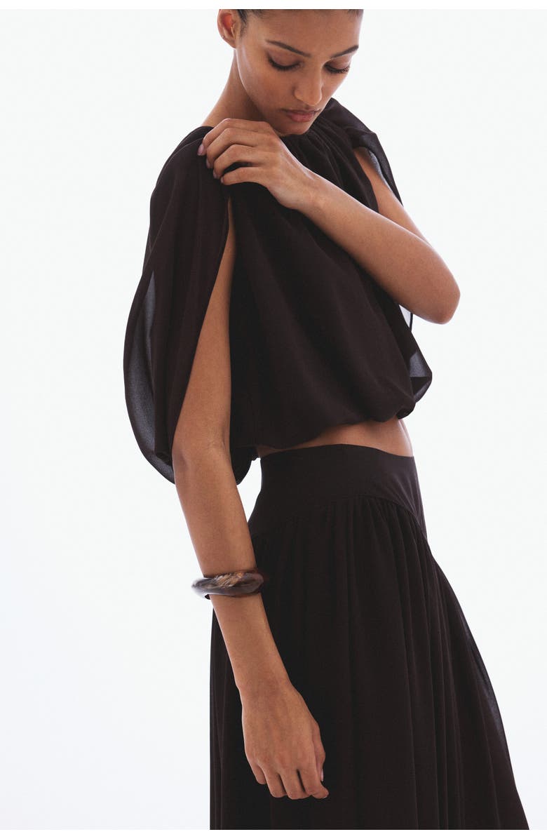 H&M Chiffon Top, Alternate, color, Dark Brown