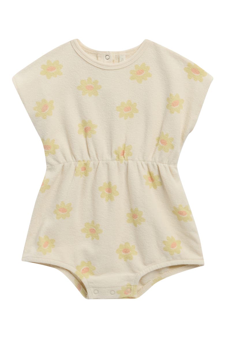 Kai Yellow Daisy Cotton Blend Romper, Main, color, NATURAL