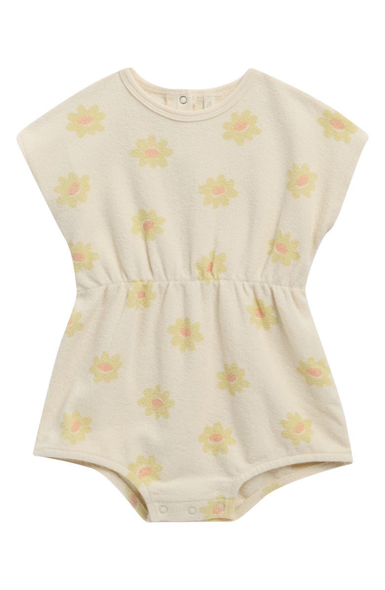 Rylee + Cru Kai Yellow Daisy Cotton Blend Romper, Main, color, Natural
