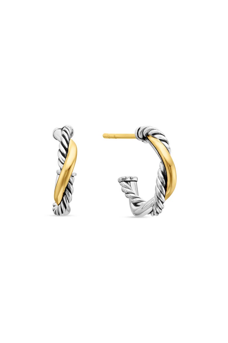 Petite Infinity Huggie Hoop Earrings in Sterling Silver with 14K Yellow Gold, Main, color, STERLING SILVER YELLOW GOLD