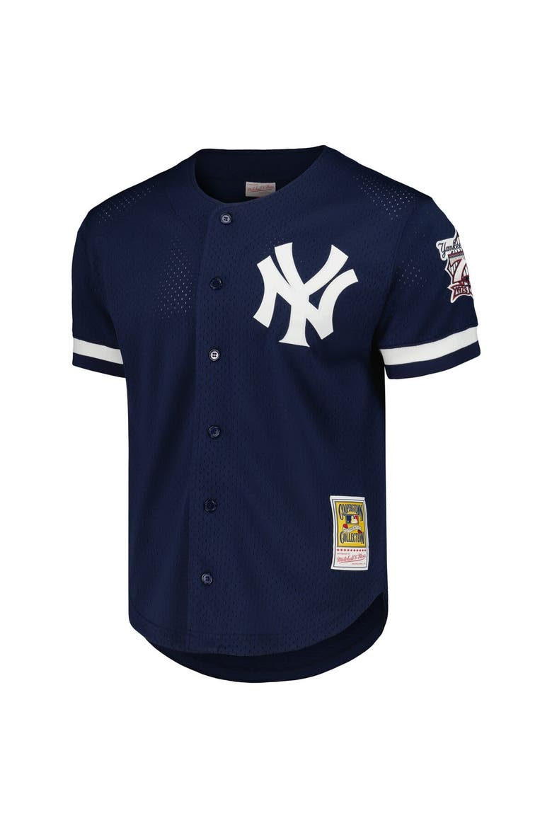 Men's Mitchell & Ness Derek Jeter Navy New York Yankees Cooperstown Collection Mesh Batting Practice Button-Up Jersey, Alternate, color, Navy