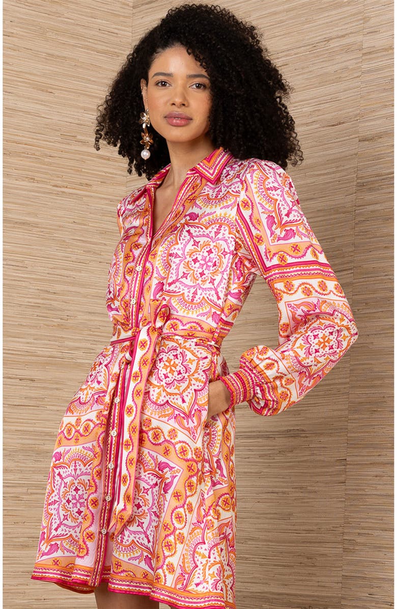 Hale Bob Arlo Silk Dress, Alternate, color, Coral