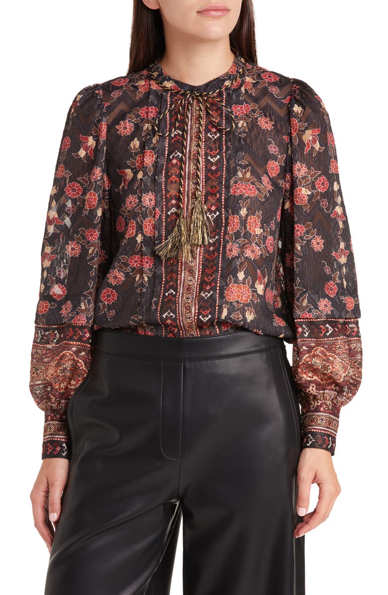 KOBI HALPERIN Laurena Floral Metallic Blouse, Main, color,