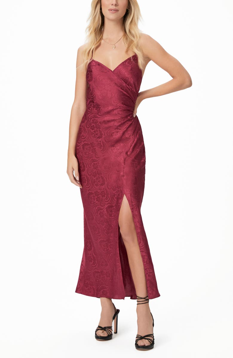 PAIGE Laci Asymmetric Floral Silk Slipdress, Alternate, color, Brryjm