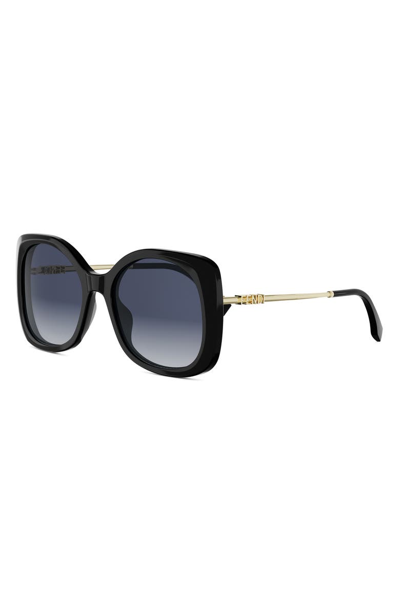 Fendi graphy 55mm Gradient Square Sunglasses, Alternate, color, Shiny Black / Gradient Blue