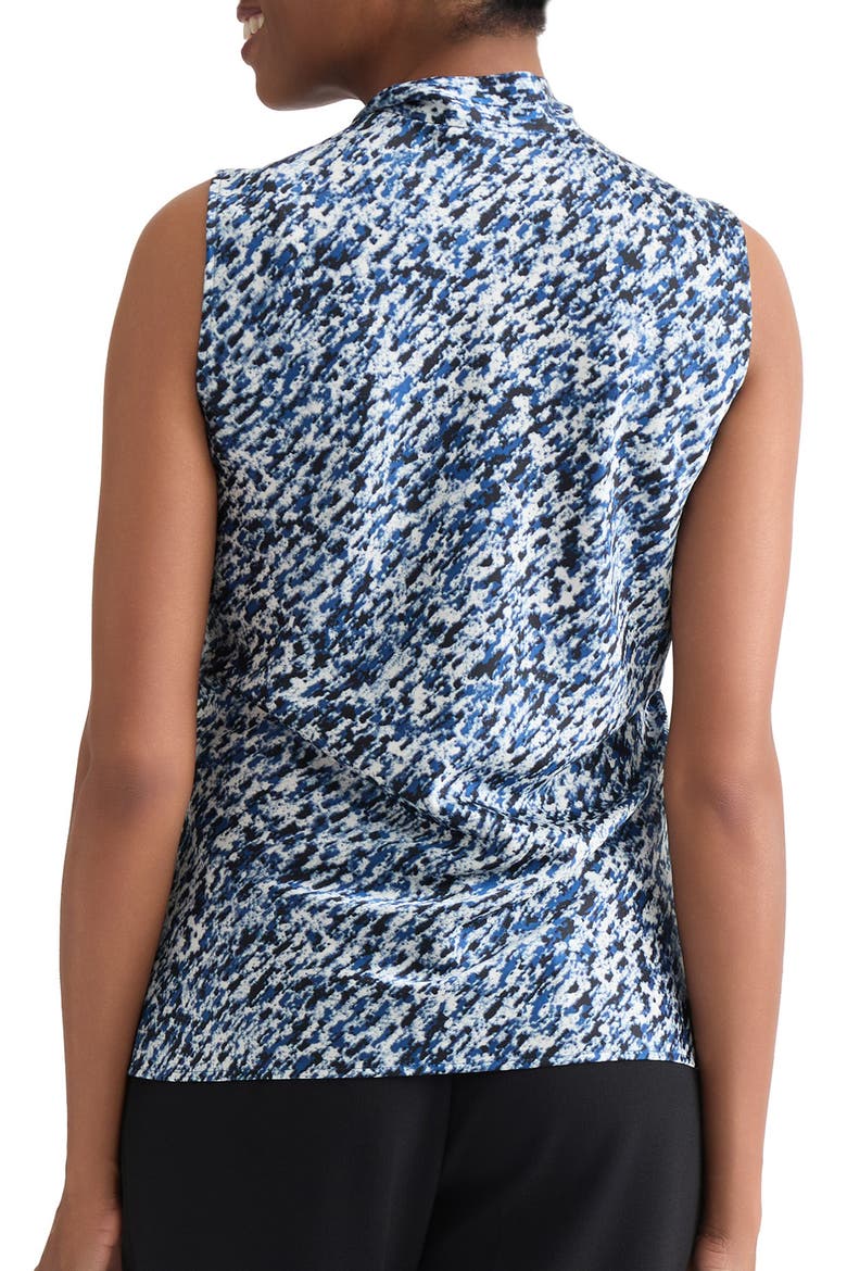 Blurred Print Tie Neck Sleeveless Top, Alternate, color, BLUE NIGHT MULTI