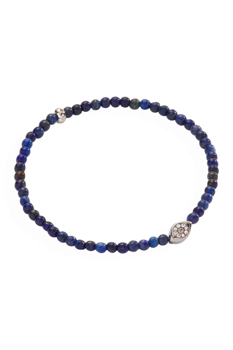 Evil Eye Lapis Mini Stretch Bracelet, Main, color, Blue