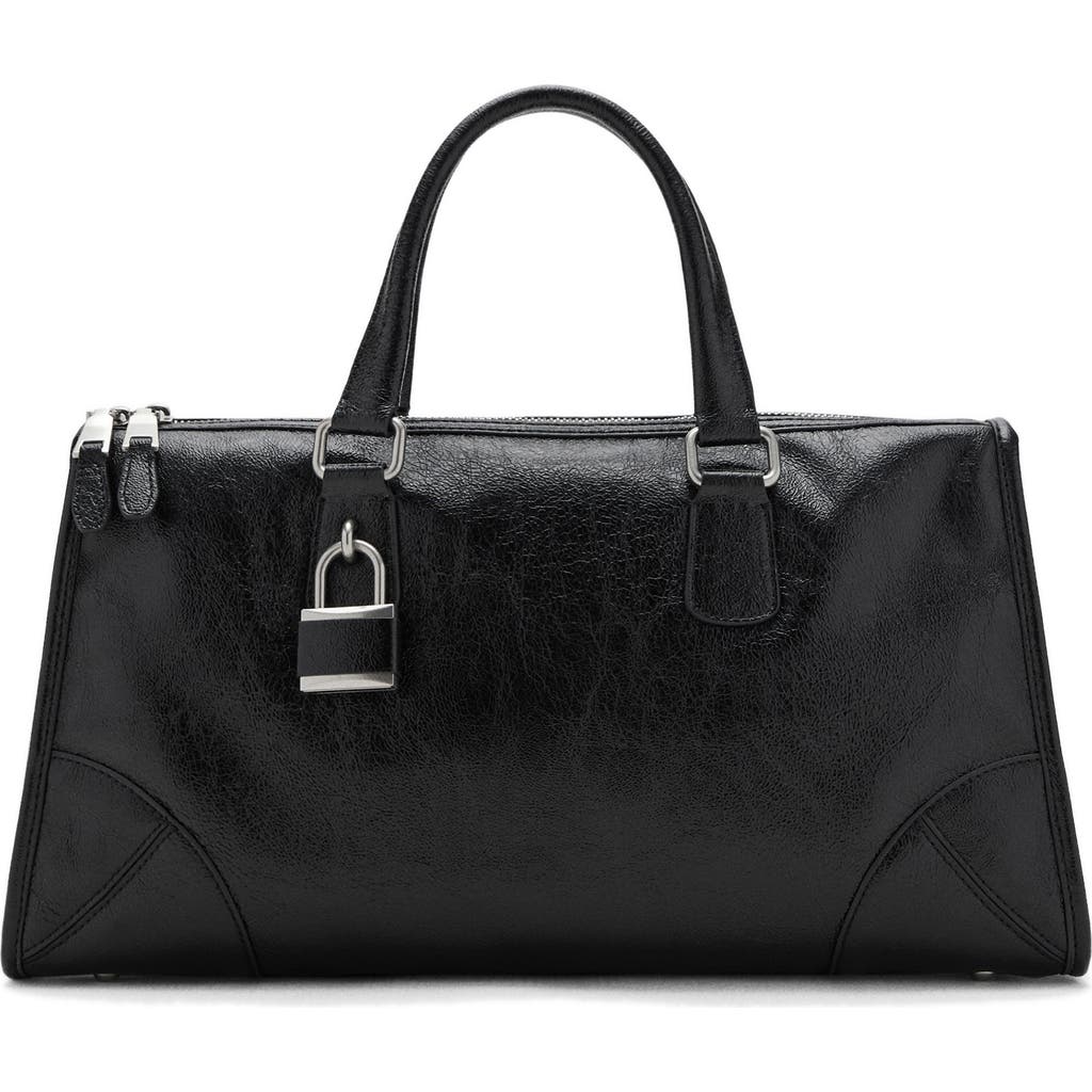 Mango Faux Leather Satchel In Black
