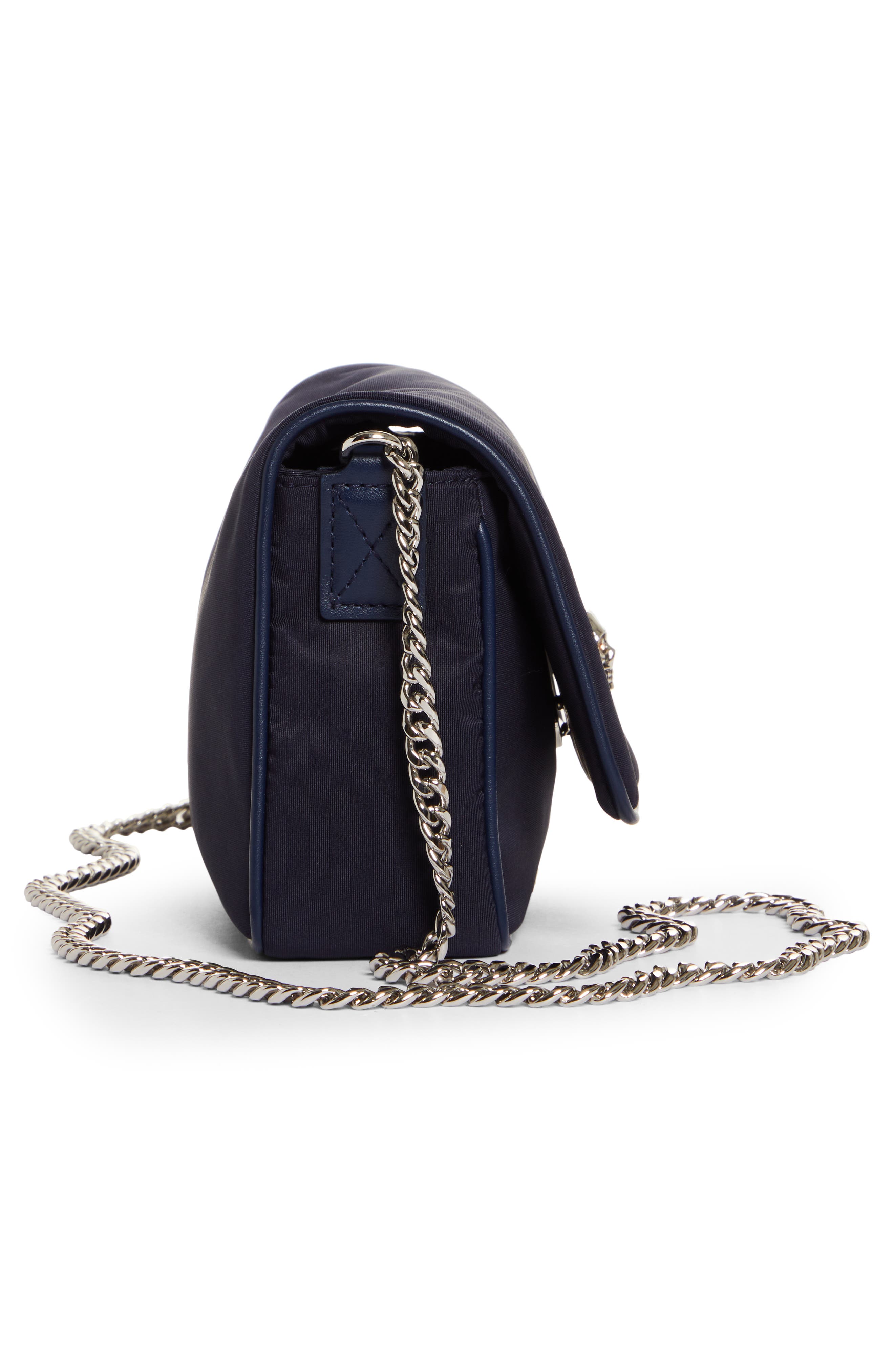 Alexander McQueen Small Skull Faille Shoulder Bag, Alternate, color, NAVY