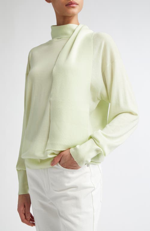 Jil Sander Draped Scarf Cashmere Sweater In Pear