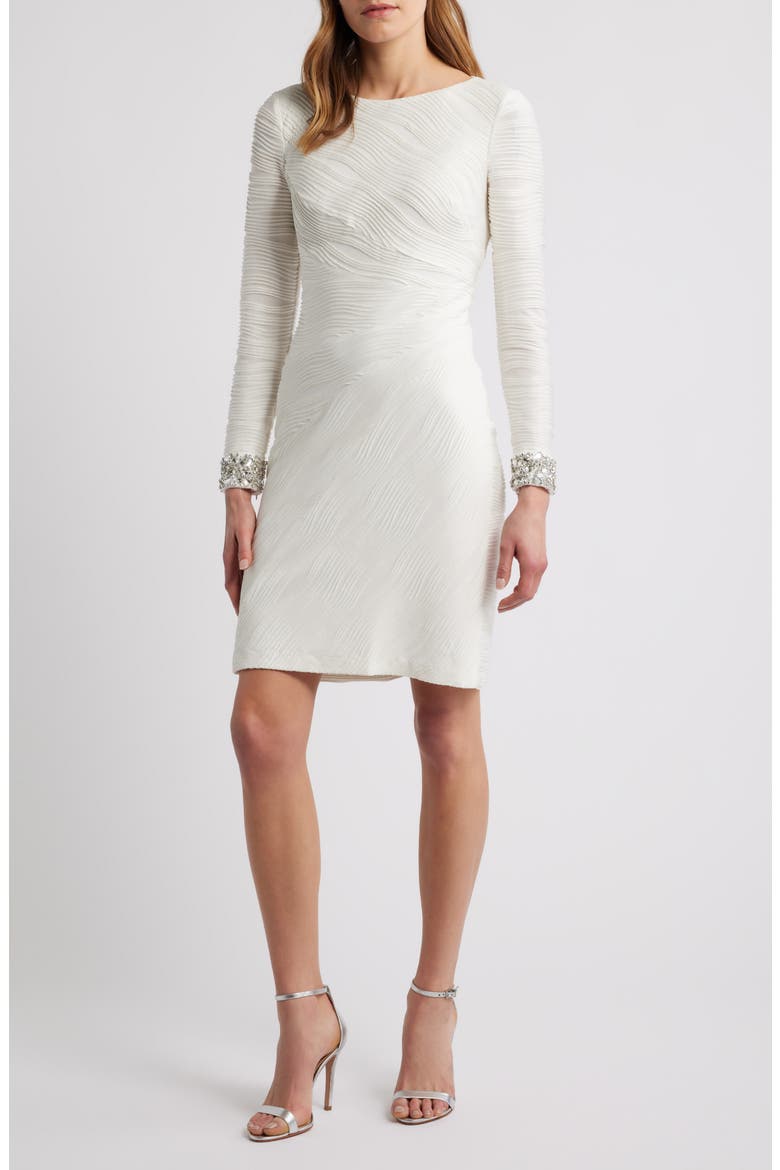 Foil Wave Long Sleeve Knit Dress, Main, color, IVORY