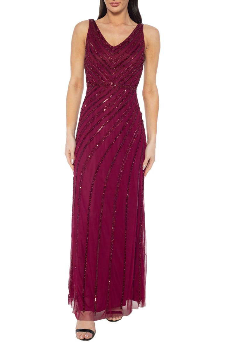 Beaded Gown, Main, color, WINE