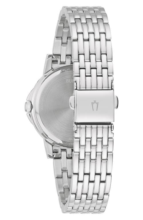 Bulova Crystal Embellished Three Hand Quartz Bracelet Watch, 32mm In Silver