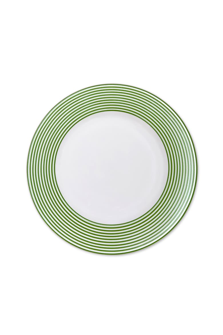 Newport Verde Stripe Dinner Plate - Porcelain - Set 4, Main, color, GREEN