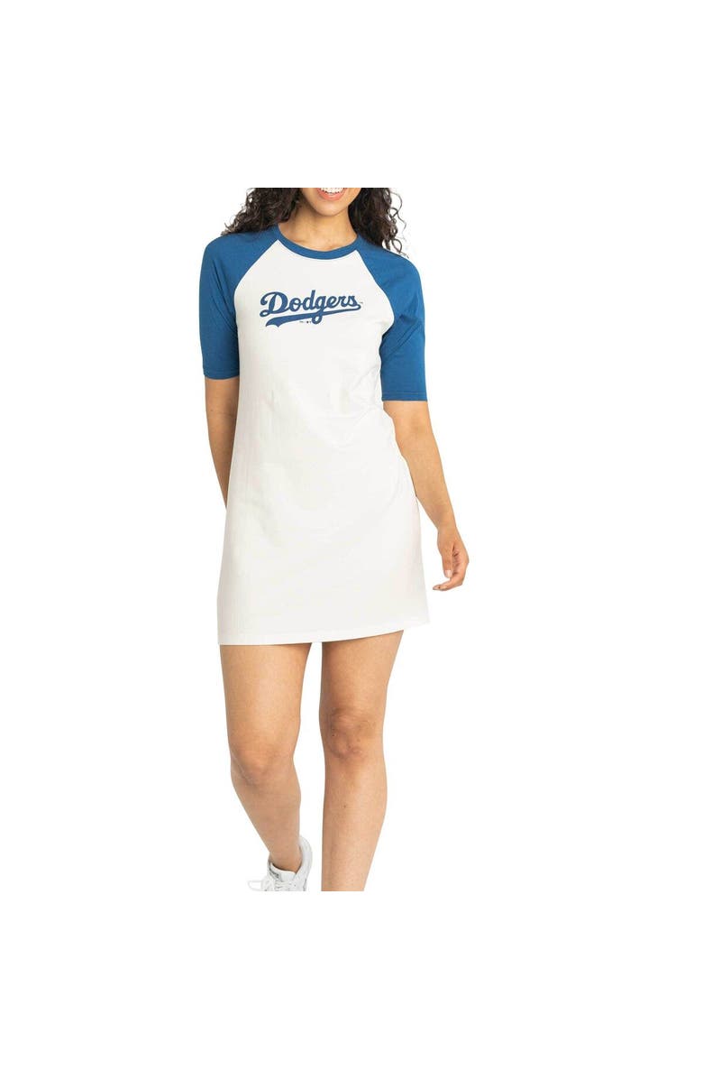 LUSSO Women's Lusso White Los Angeles Dodgers Nettie Raglan Half-Sleeve Tri-Blend T-Shirt Dress, Alternate, color,
