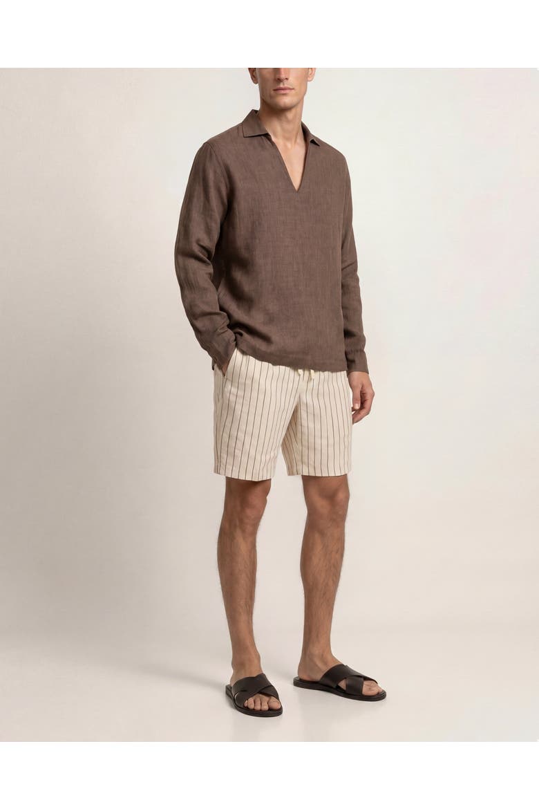 Alex Relaxed Fit Linen Shorts, Main, color, LATTE/NIGHT IRIS