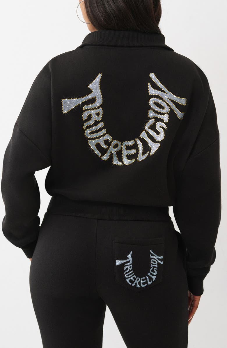 True Scripts Logo True Religion Script Logo 1/4 Zip Pullover | Nordstromrack