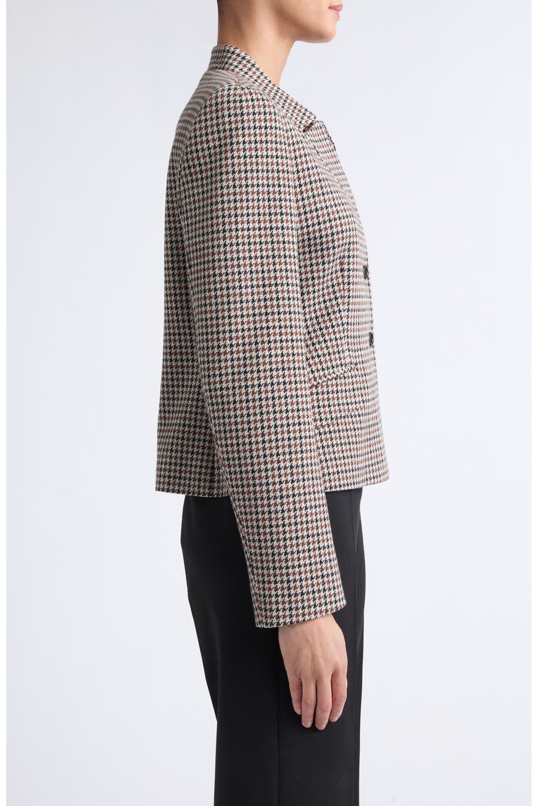 Houndstooth Stand Collar Jacket, Alternate, color, TOBACCO