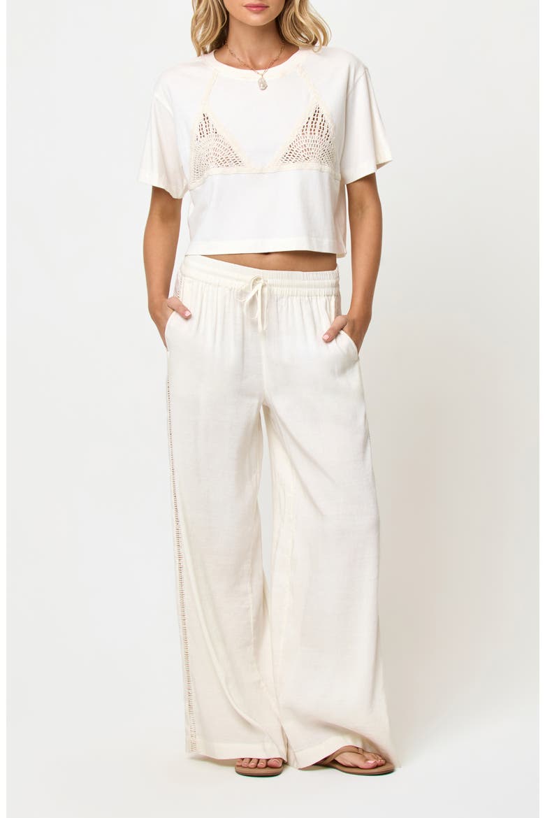 At Your Leisure Linen Blend Cover-Up Pants, Main, color, CREAM/ NATURAL