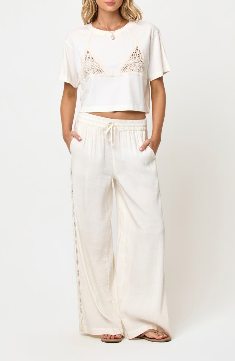 LSPACE At Your Leisure Linen Blend Cover-Up Pants, Main, color, Cream/ Natural