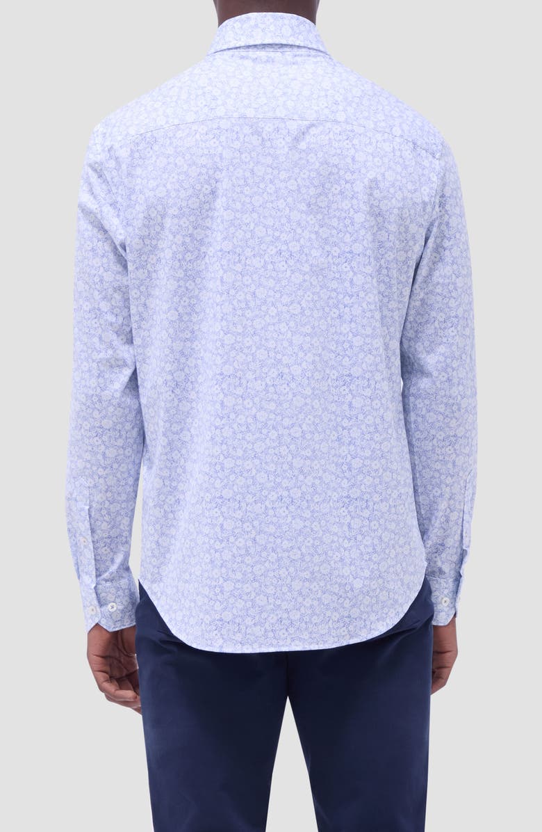 Bugatchi Devon OoohCotton<sup>®</sup> Floral Button-Up Shirt, Alternate, color, Classic Blue