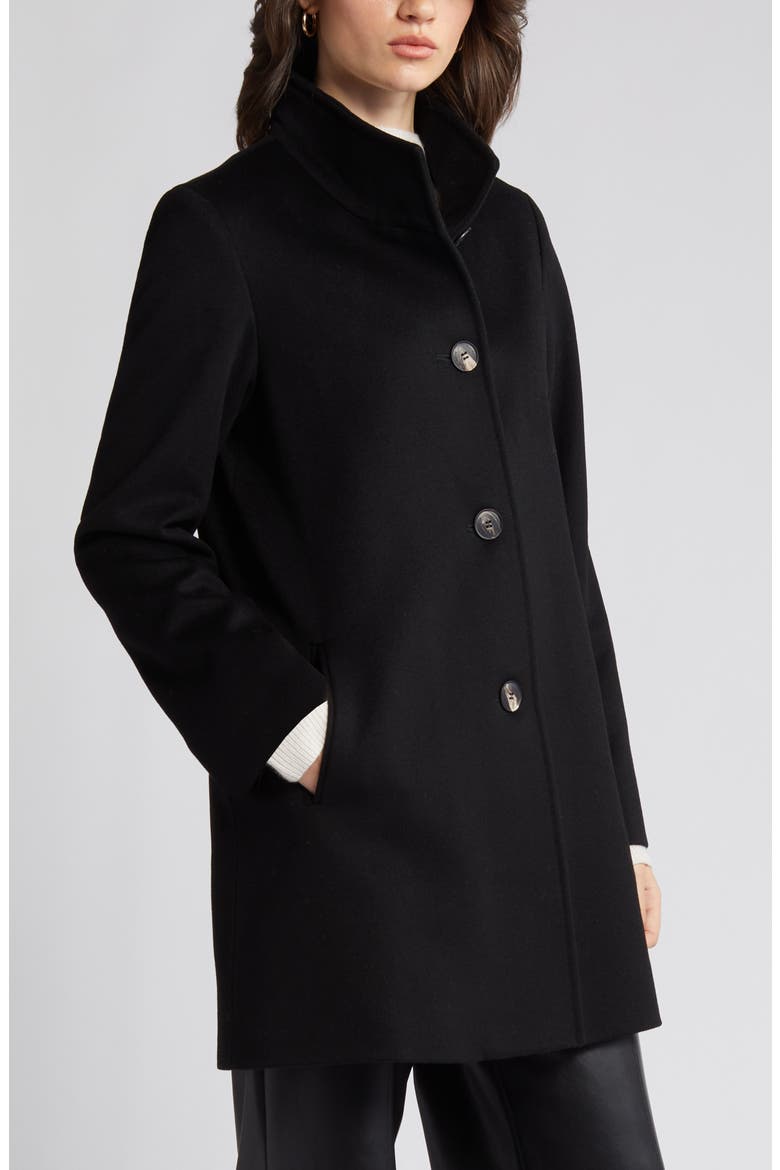 Dawn Stand Collar Wool Car Coat, Alternate, color, BLACK