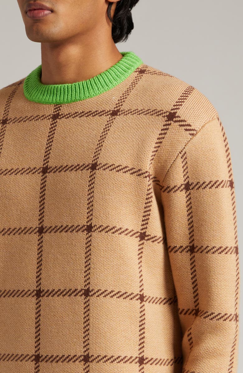 JW Anderson Check Jacquard Wool Crewneck Sweater, Alternate, color, 