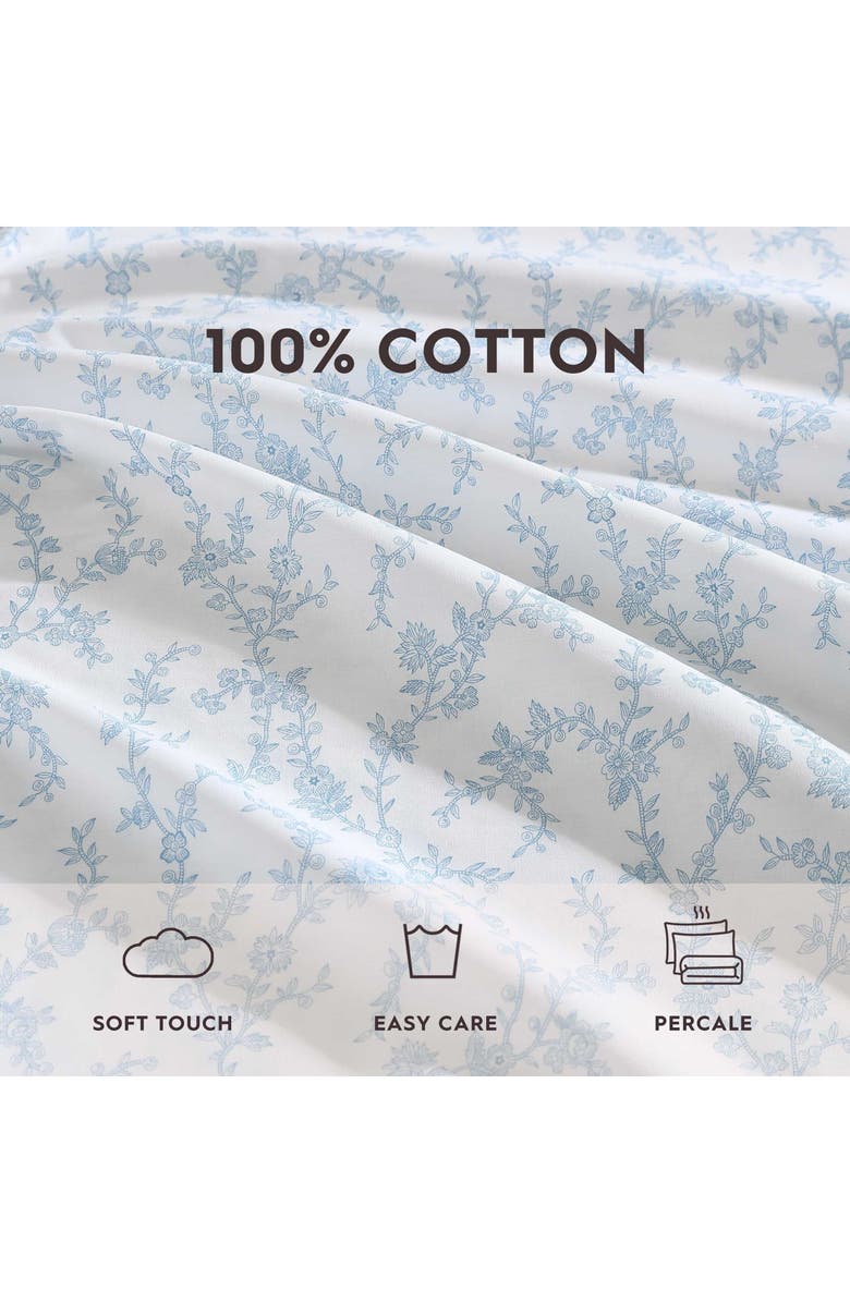 Laura Ashley Victoria 4-Piece Cotton Sheet Set, Alternate, color, Blue