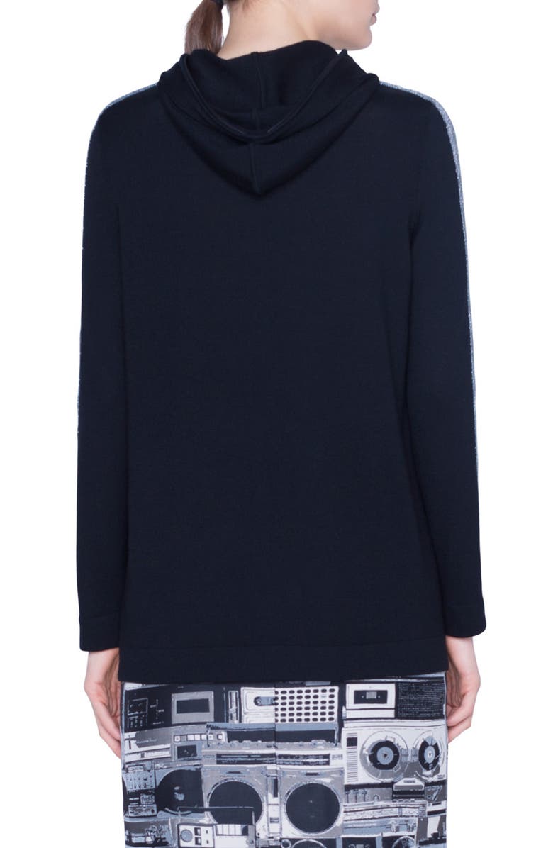 Akris punto Metallic Tuxedo Stripe Wool Sweater, Alternate, color, 