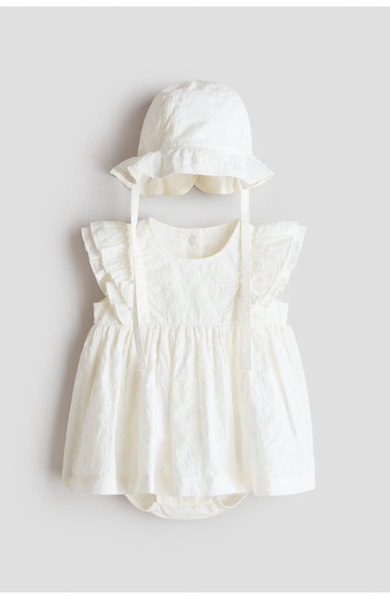 H&M 2-piece patterned muslin set, Main, color, White