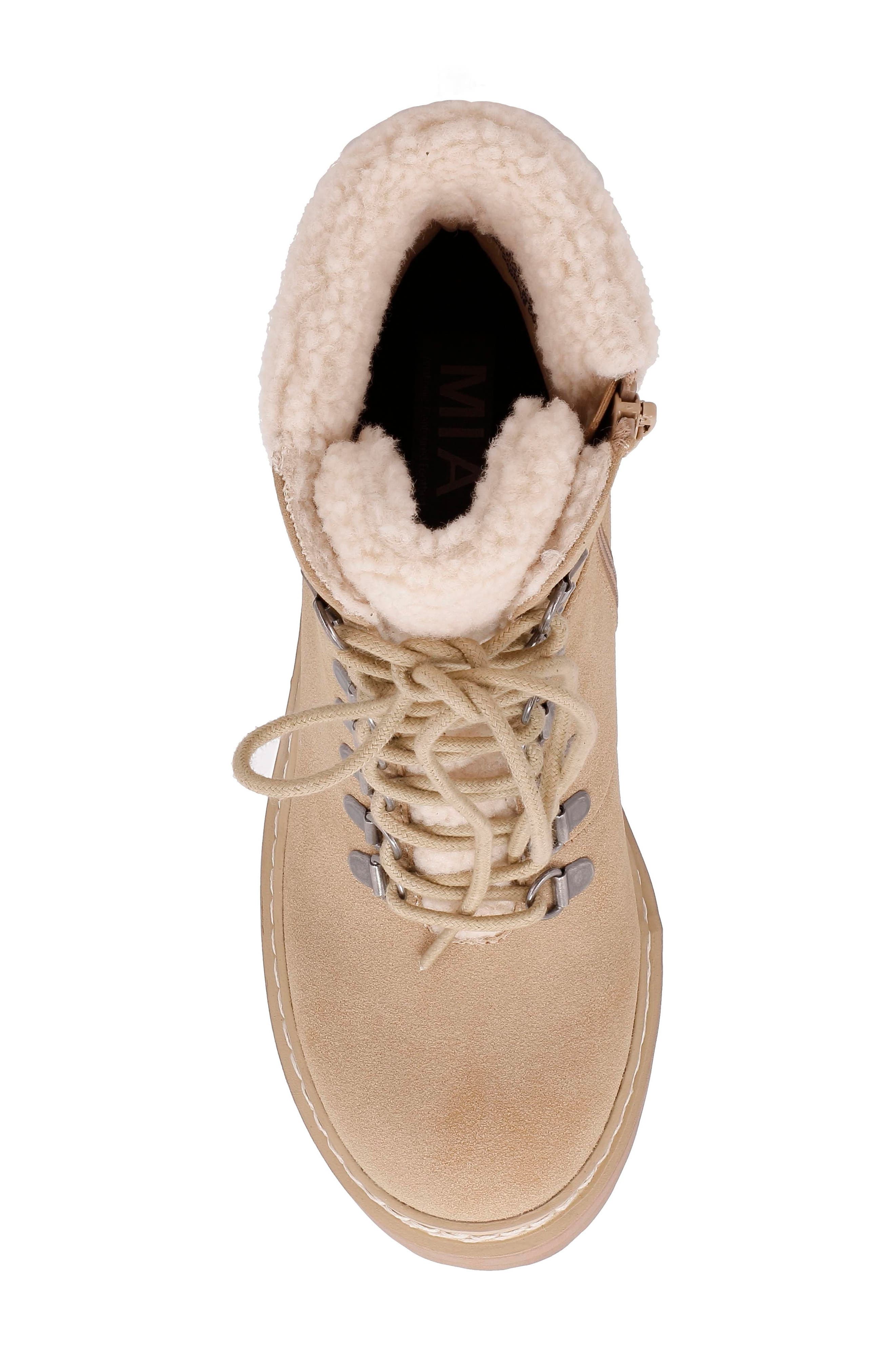 MIA Tiler Faux Fur Platform Lug Boot, Alternate, color, Sand