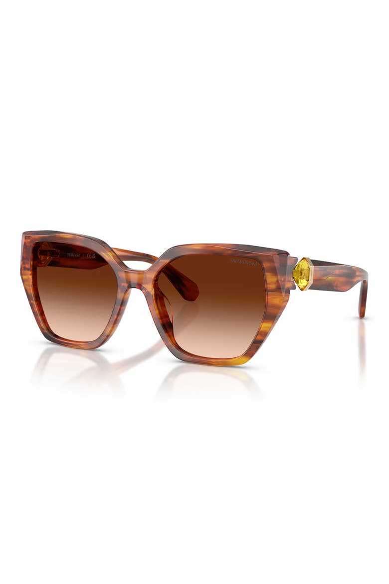 56mm Gradient Irregular Sunglasses, Alternate, color, STRIPED BROWN / BROWN GRADIENT