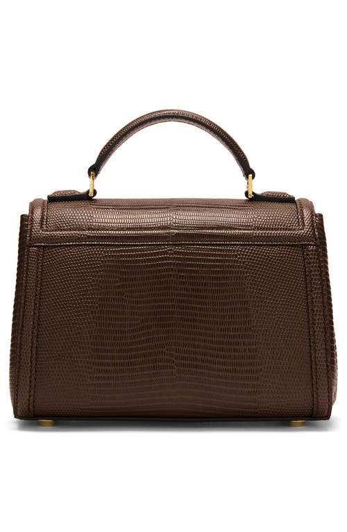 Demellier Paris Lizard Embossed Leather Top Handle Bag In Burgundy