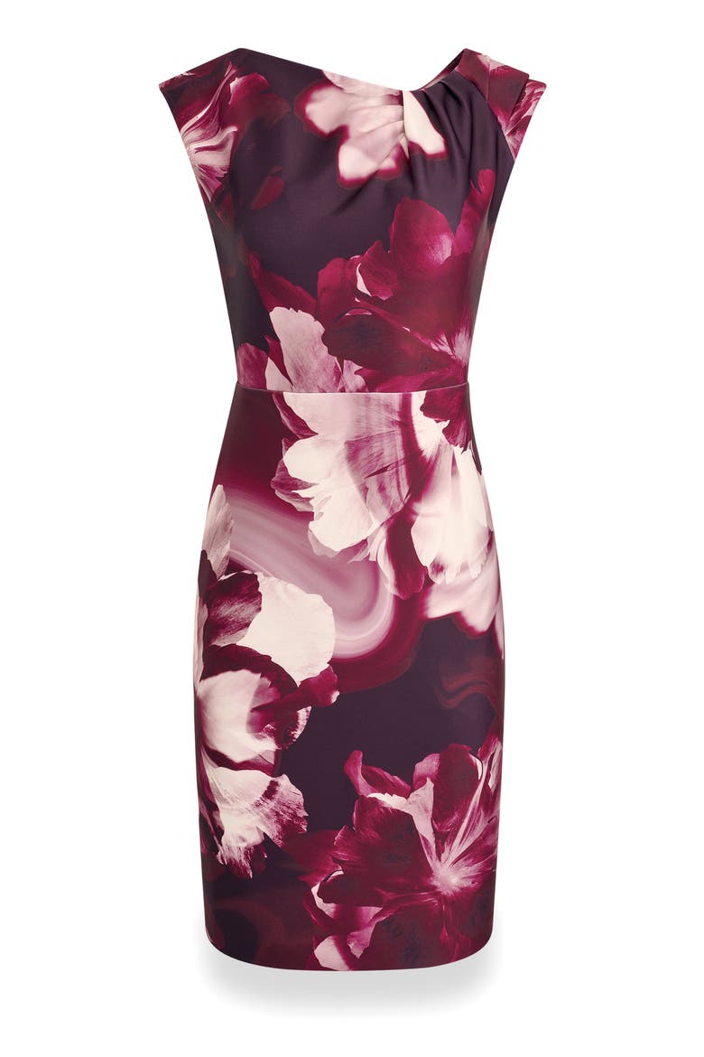 Floral Sleeveless Sheath Dress, Alternate, color, BLACK CHERRY MULTI
