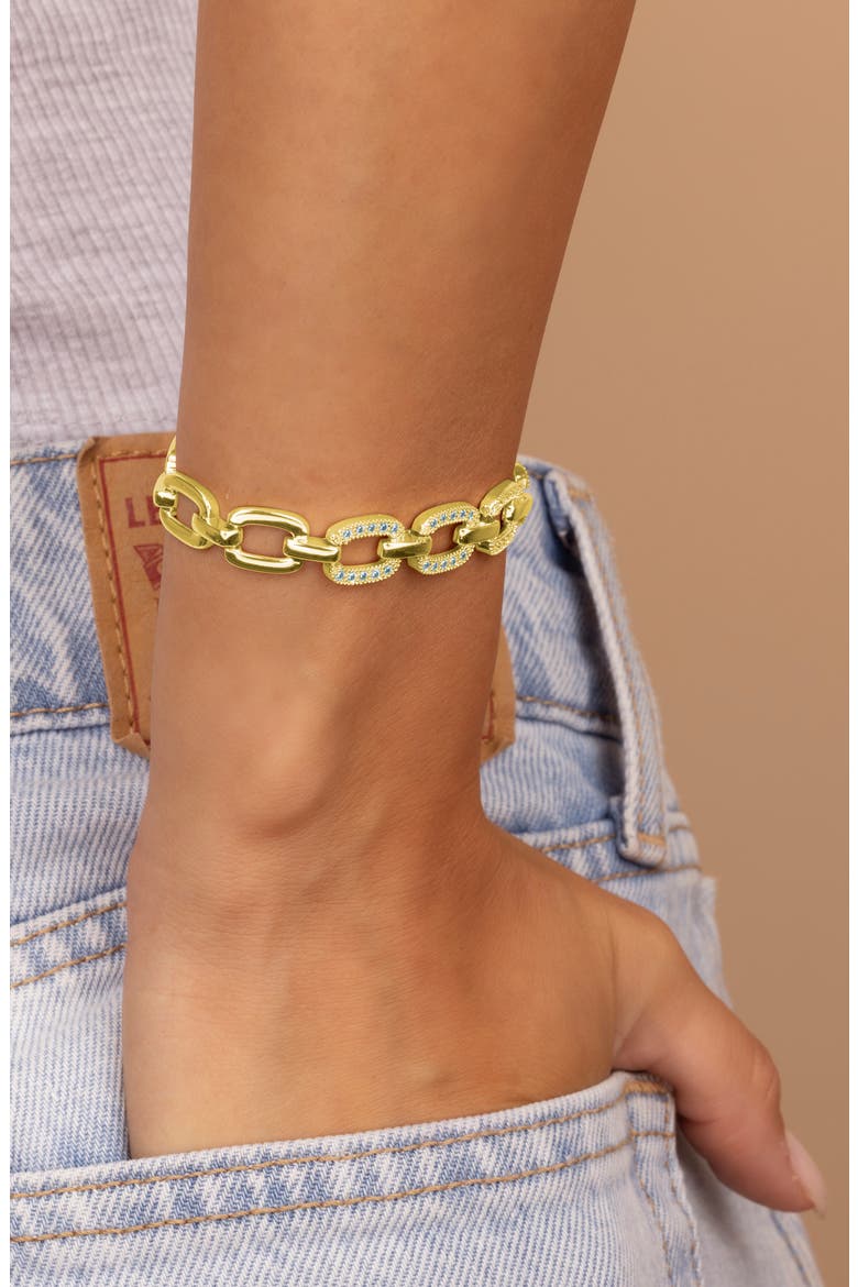 Fiona Cubic Zirconia Statement Chain Bracelet, Alternate, color, GOLD