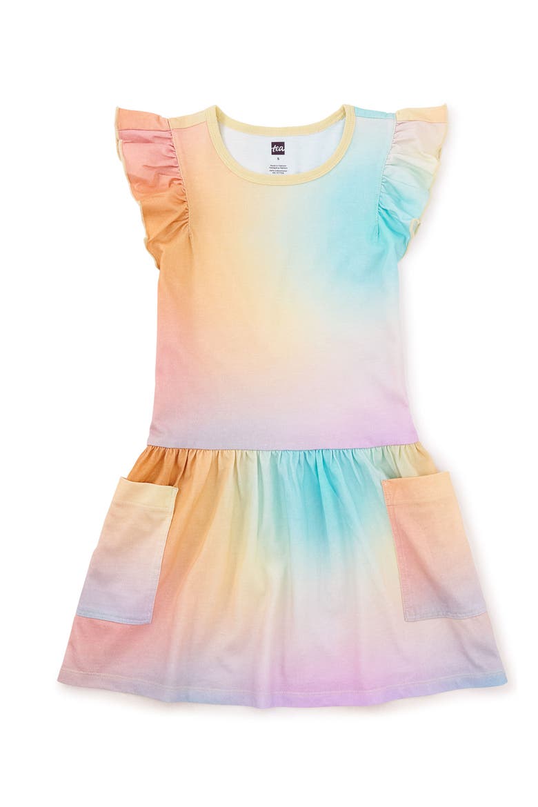 Flutter Sleeve Pocket Dress, Main, color, Rainbow Gradient