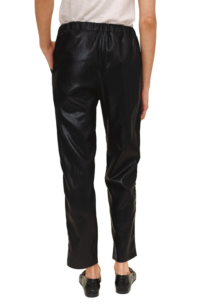 Faux Leather Pull-On Pants, Alternate, color, BLACK