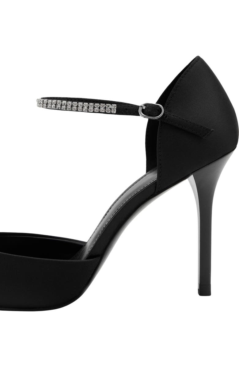 MANGO Strappy Heeled Pump with Rhinestones, Alternate, color, Black