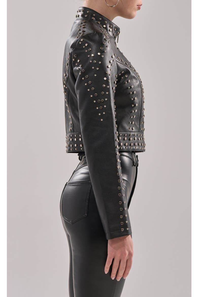Silvina Studded Vegan Leather Jacket, Alternate, color, BLACK
