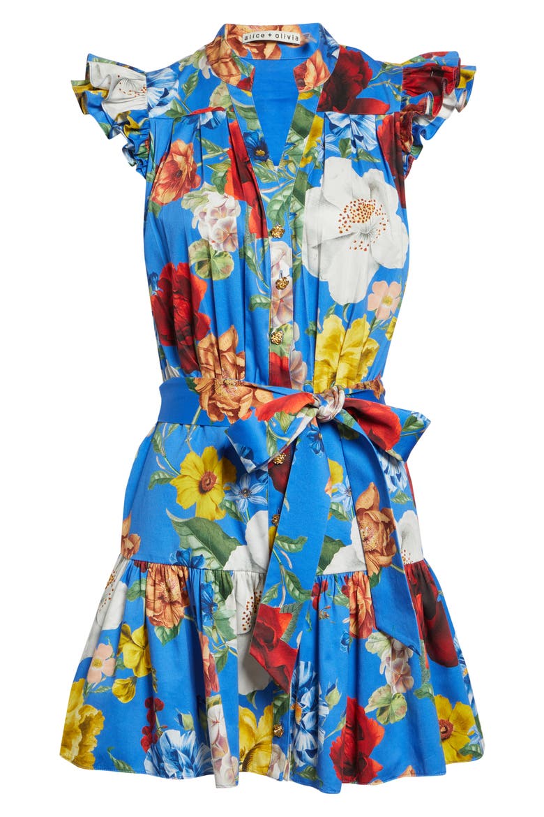 Cora Flora Stretch Cotton Minidress, Alternate, color, ENDLESS BLOSSOM BLUE IRIS