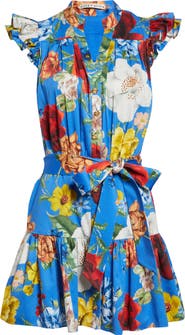 Alice + Olivia Cora Flora Stretch Cotton Minidress
