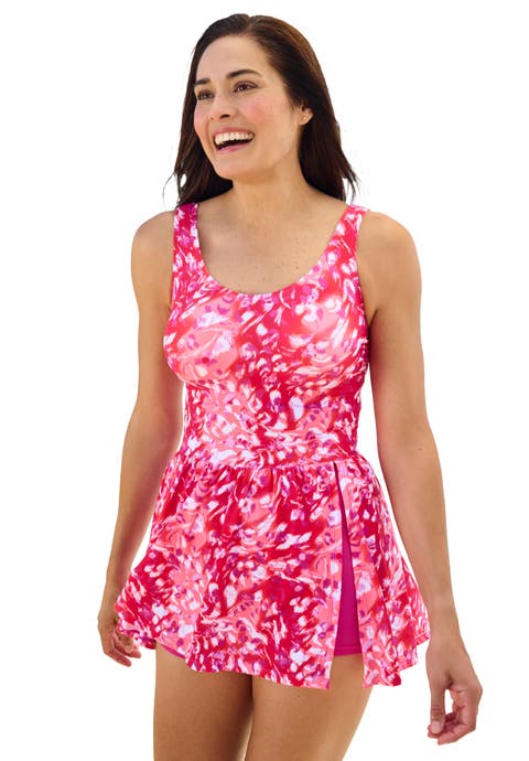 Side-Slit Swim Dress (Plus)