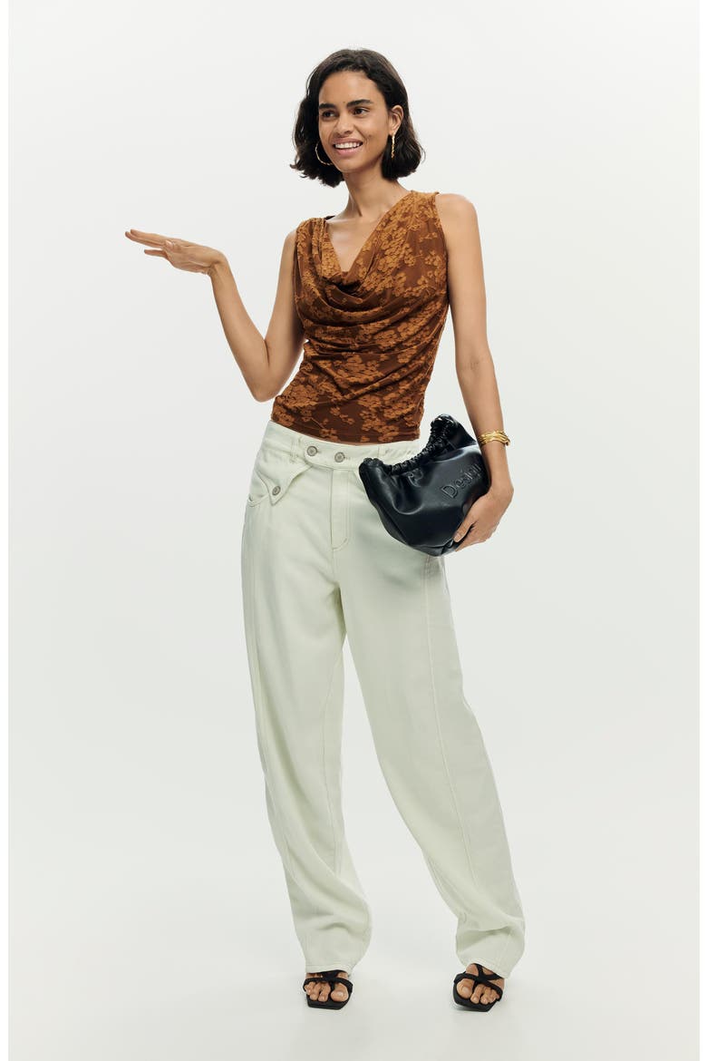Cowl Neck Sleeveless Top, Alternate, color, BROWN