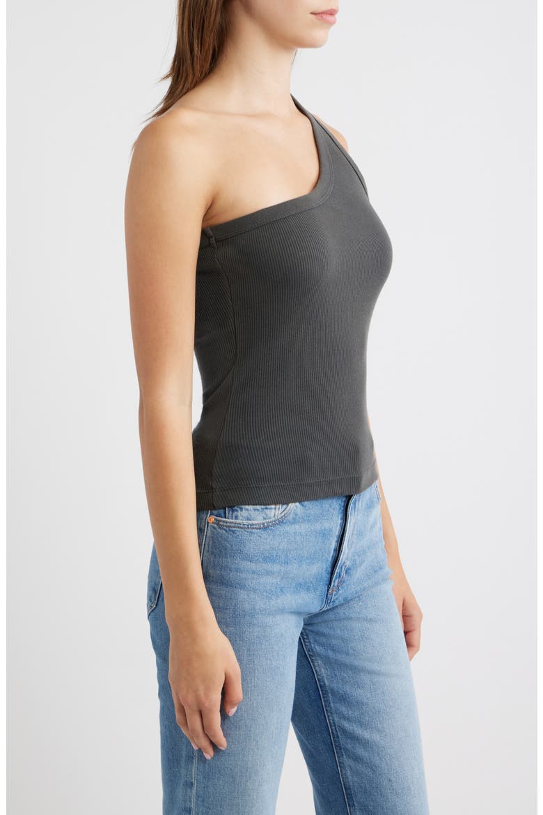 Eve Cotton Rib One-Shoulder Tank, Alternate, color, WASHED BLACK