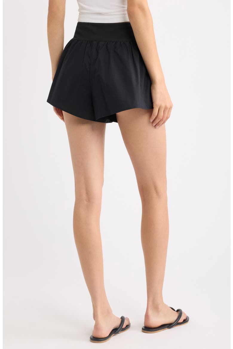 Woven Stretch Cotton Flutter Shorts, Alternate, color, ONYX