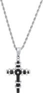 STEELTIME HMY JEWELRY Two Tone Simulated Diamond Cross Pendant Necklace